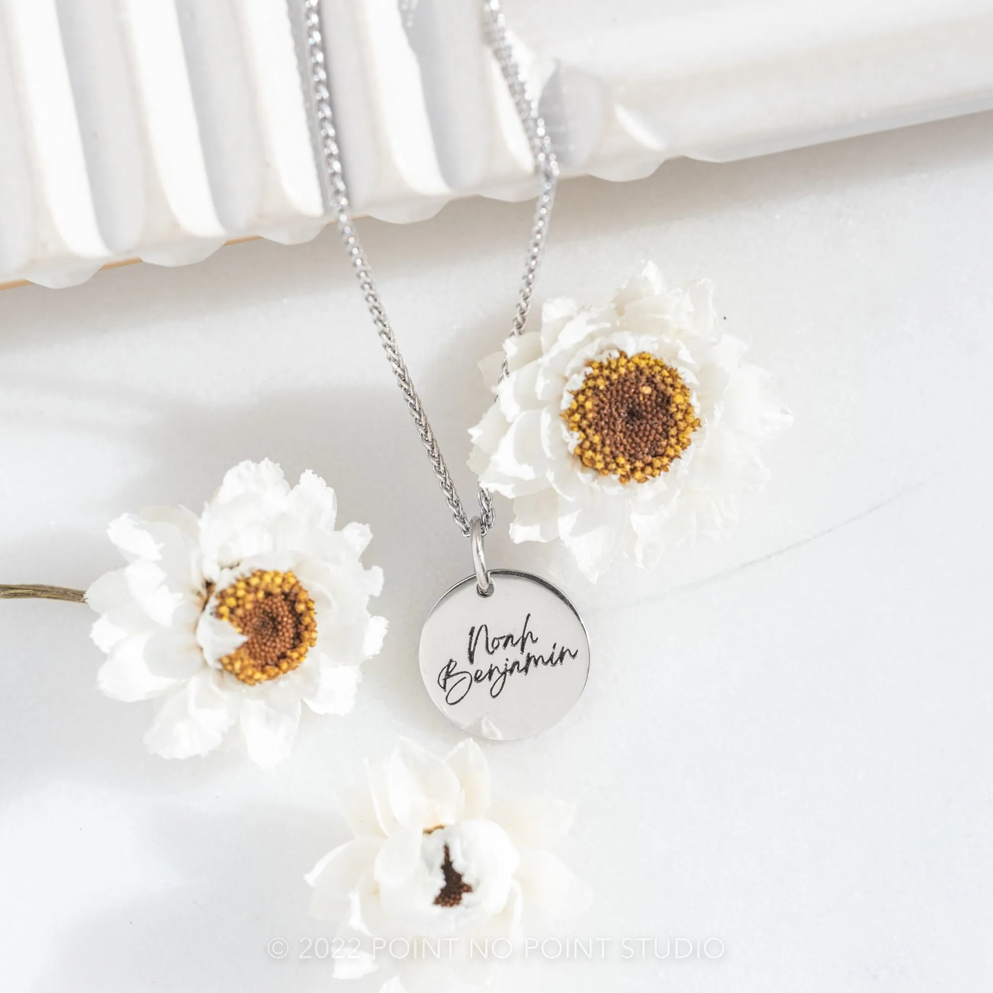 14k Gold Engraved Phoenix Small Round Charm
