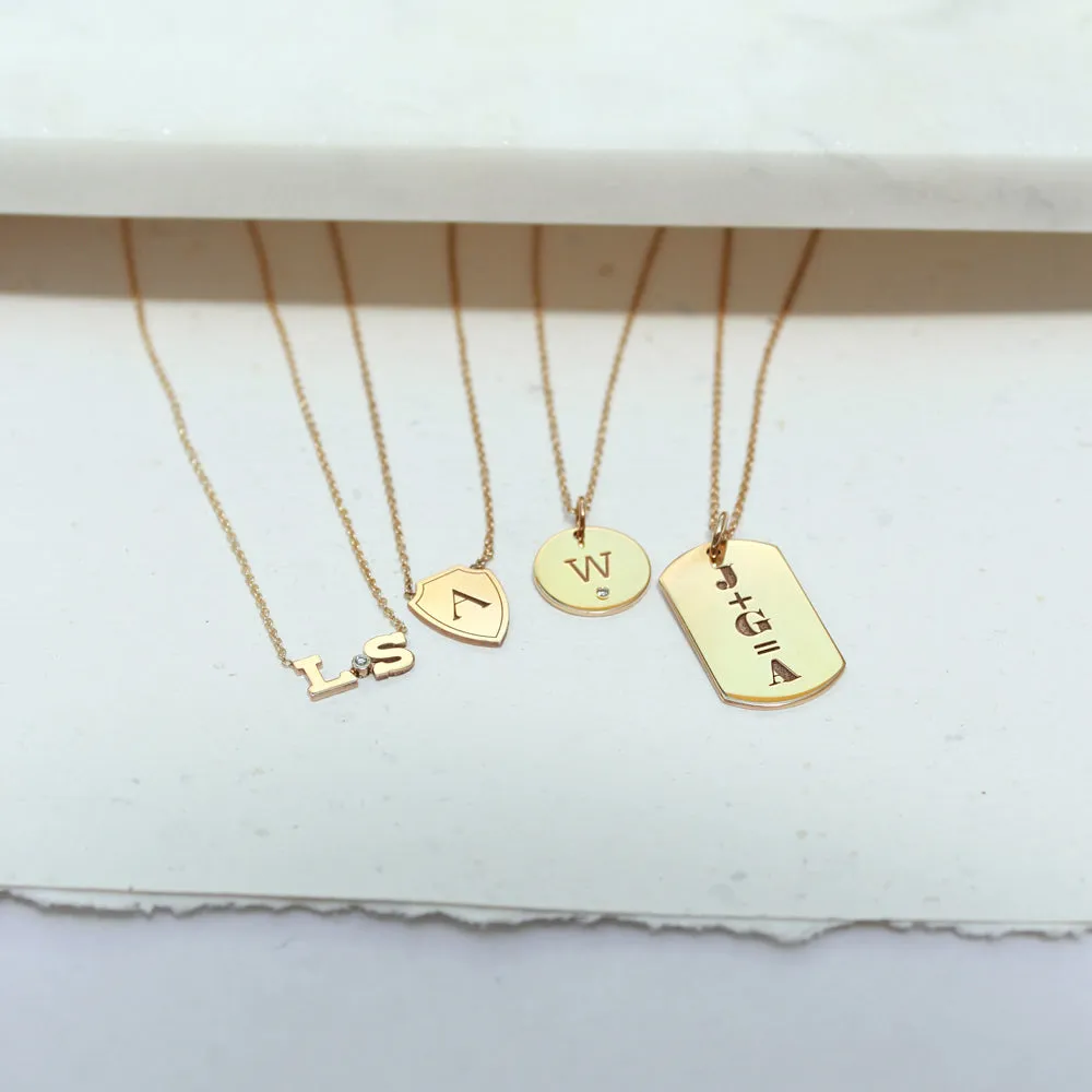 14k Initial Shield Necklace