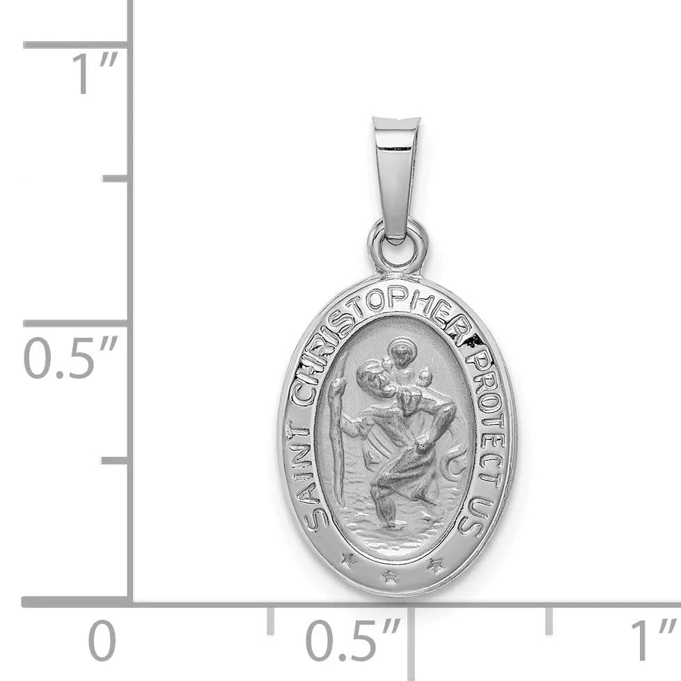 14k White Gold Saint Christopher Medal Pendant