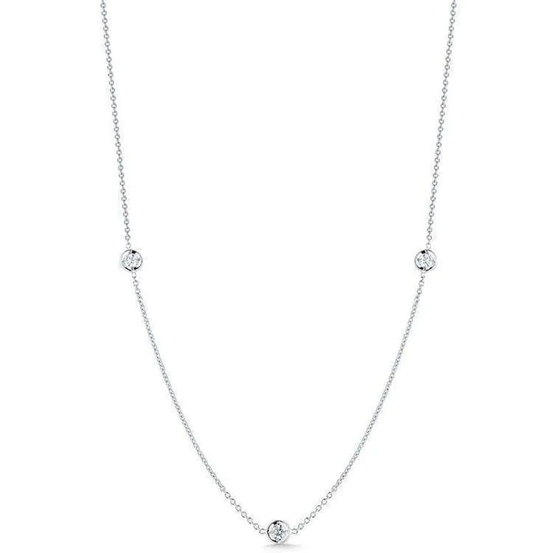 18K WHITEGOLD DIAMOND 3 STATION NECKLACE.14CT