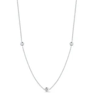 18K WHITEGOLD DIAMOND 3 STATION NECKLACE.14CT