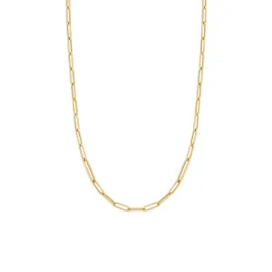 18K YELLOW GOLD DESIGNER GOLD ALTERNATING SIZE PAPERCLIP LINK NECKLACE