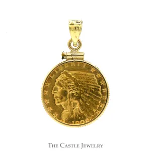 1909 Gold Liberty Coin Pendant in 14k Yellow Gold Bail & Bezel