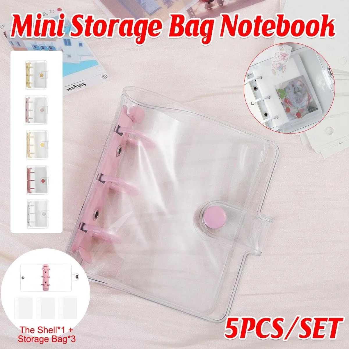 5pcs Flipbook Mini Transparent Case Handbook Notebook Protective Storage Case