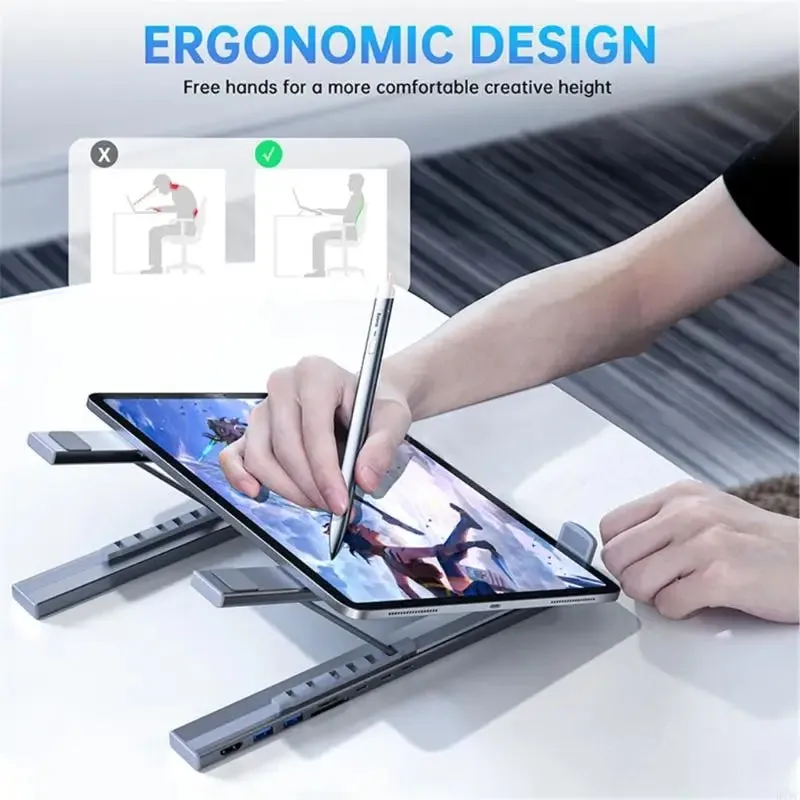 8 in 1 Laptop Stand with Docking Station
