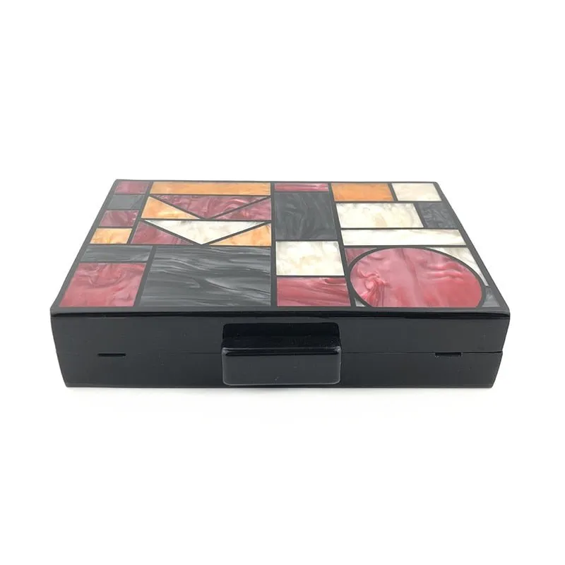 Acrylic Clutch Bag For Women Geometric Patchwork