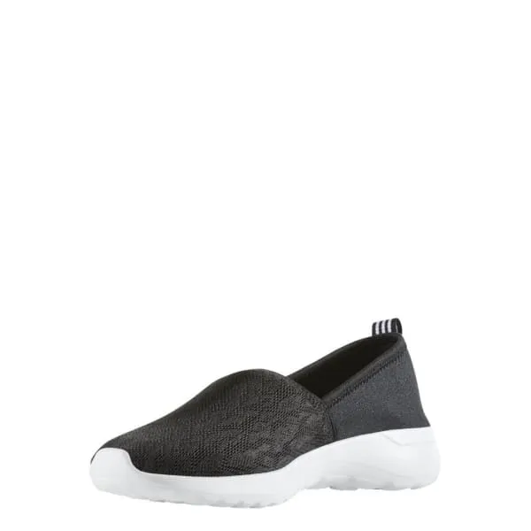 Adidas Women's Black White CF Lite Racer Cloudfoam Slip On Sneaker Shoes