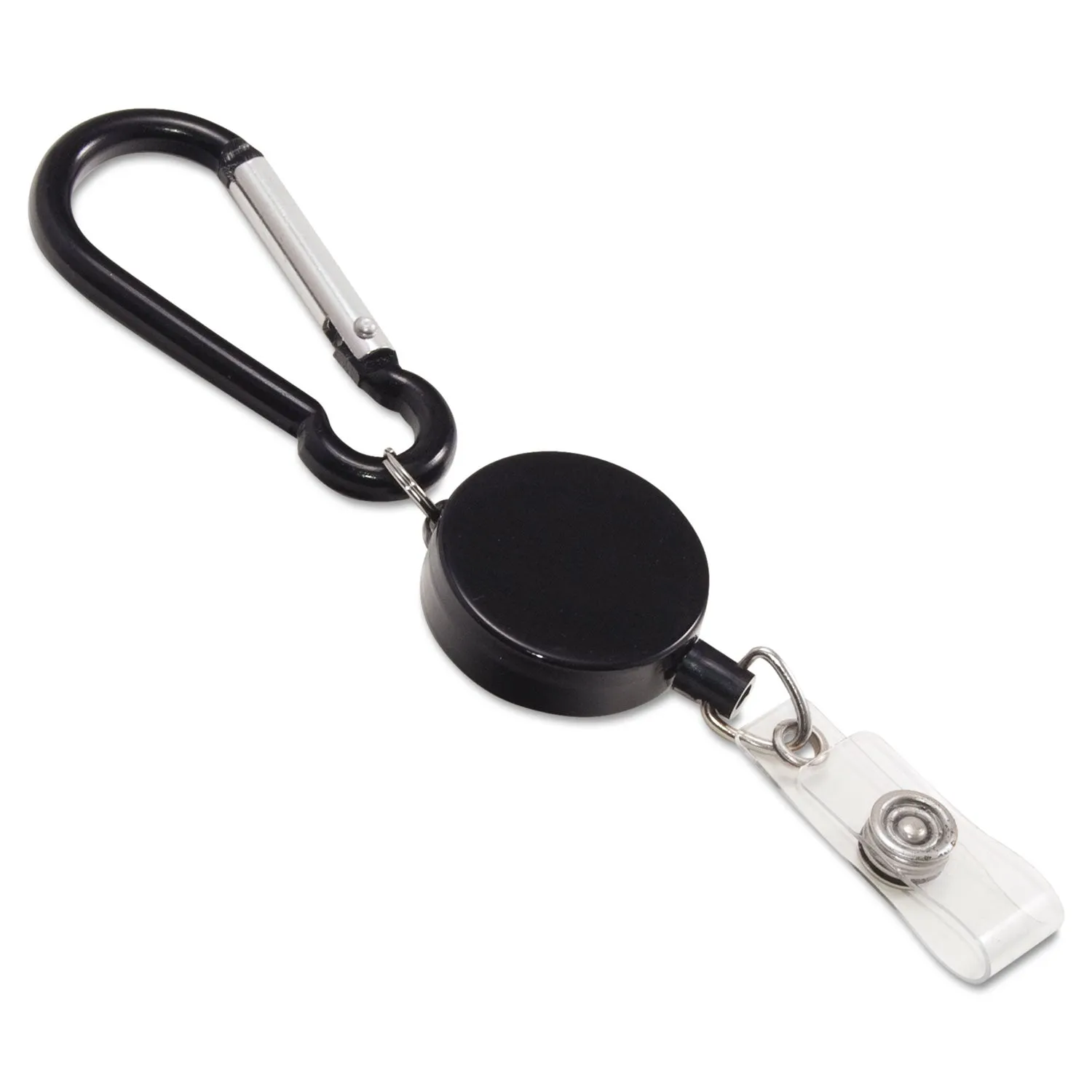 Advantus Metal Badge Reel/Carabiner Set, 24" Extension, Black, 5/Pack