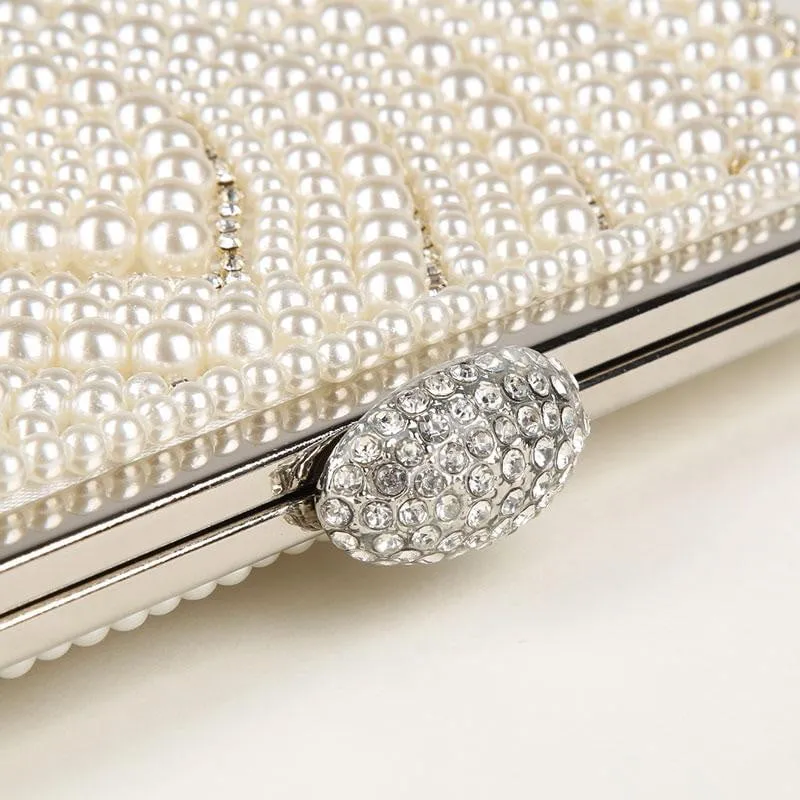 Beaded Evening Bag Pearls Diamonds Clutch