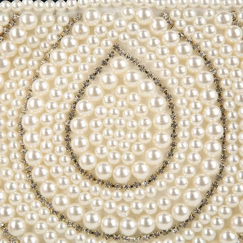 Beaded Evening Bag Pearls Diamonds Clutch