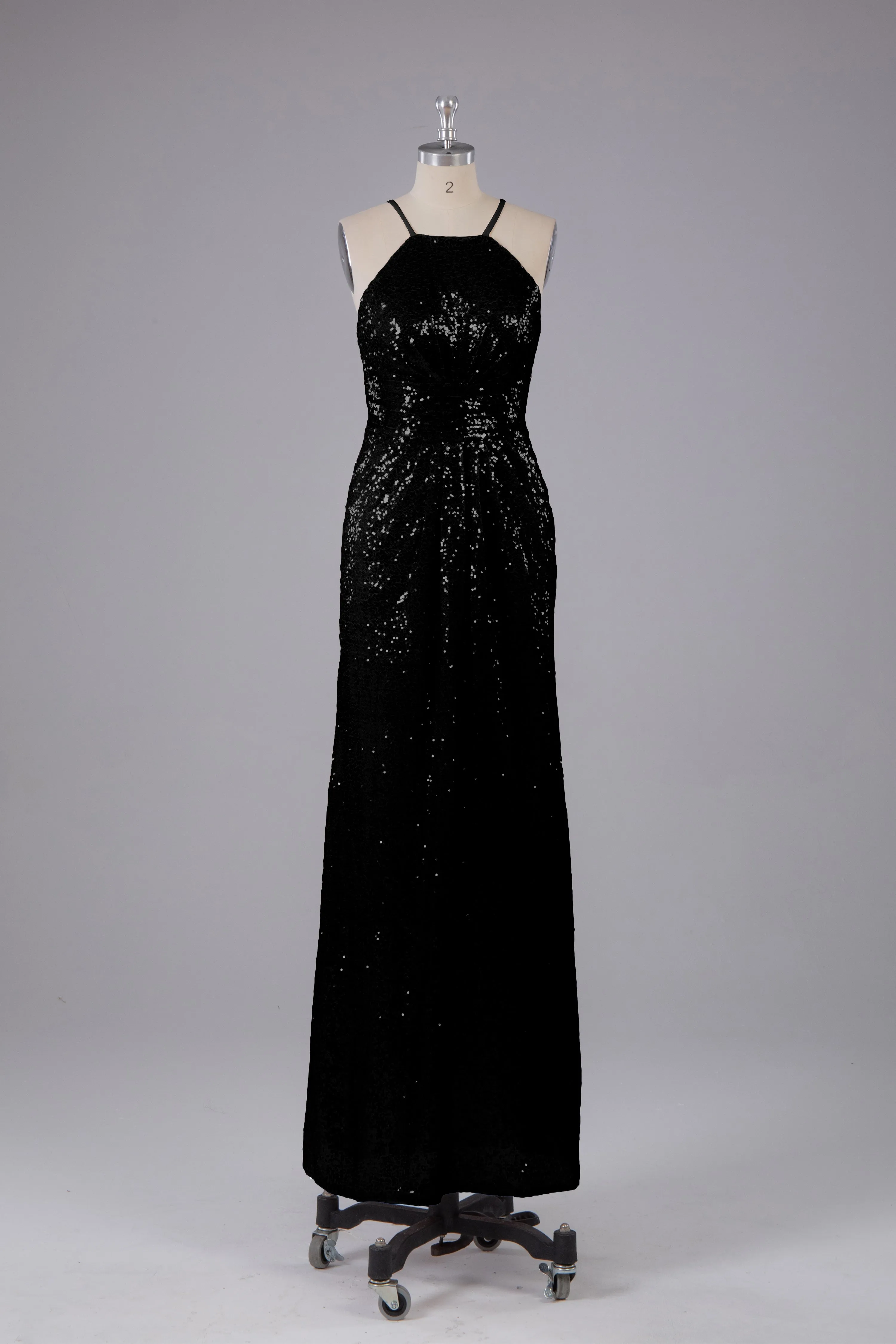 Beautiful Sequins Halter Hourglass Bridesmaid Dress
