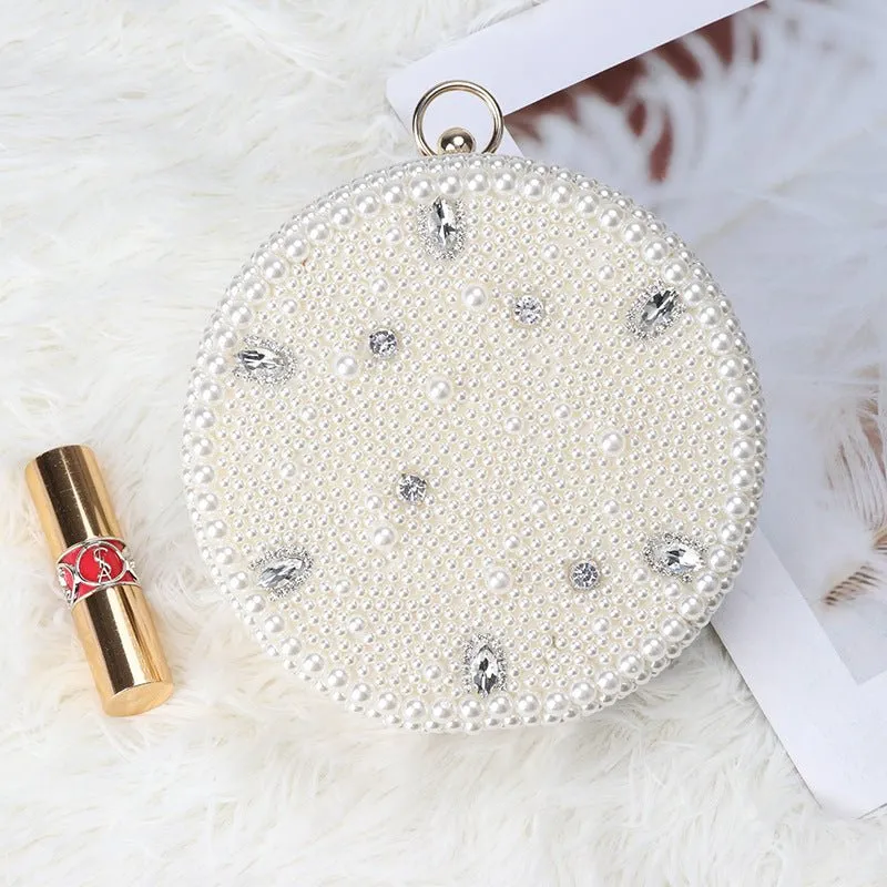 Beige Design Beaded Wedding Party Clutch