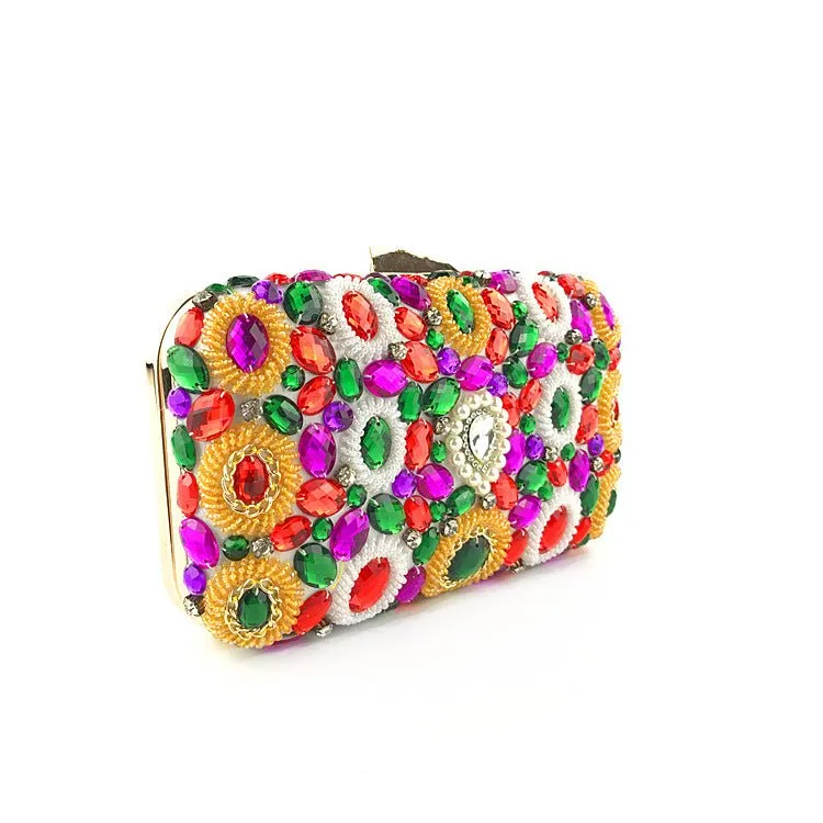 Big Rhinestone Beaded Women Evening Clutch Purse Ladies Handbags
