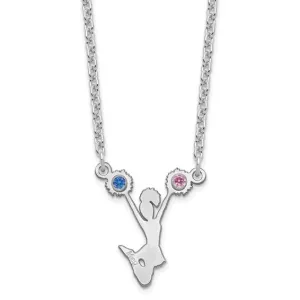 Birthstone Crystal Cheerleader Name Pendant Necklace
