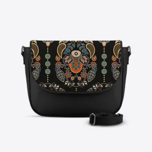 Black Travel Hobo Bag Watercolor Gentle