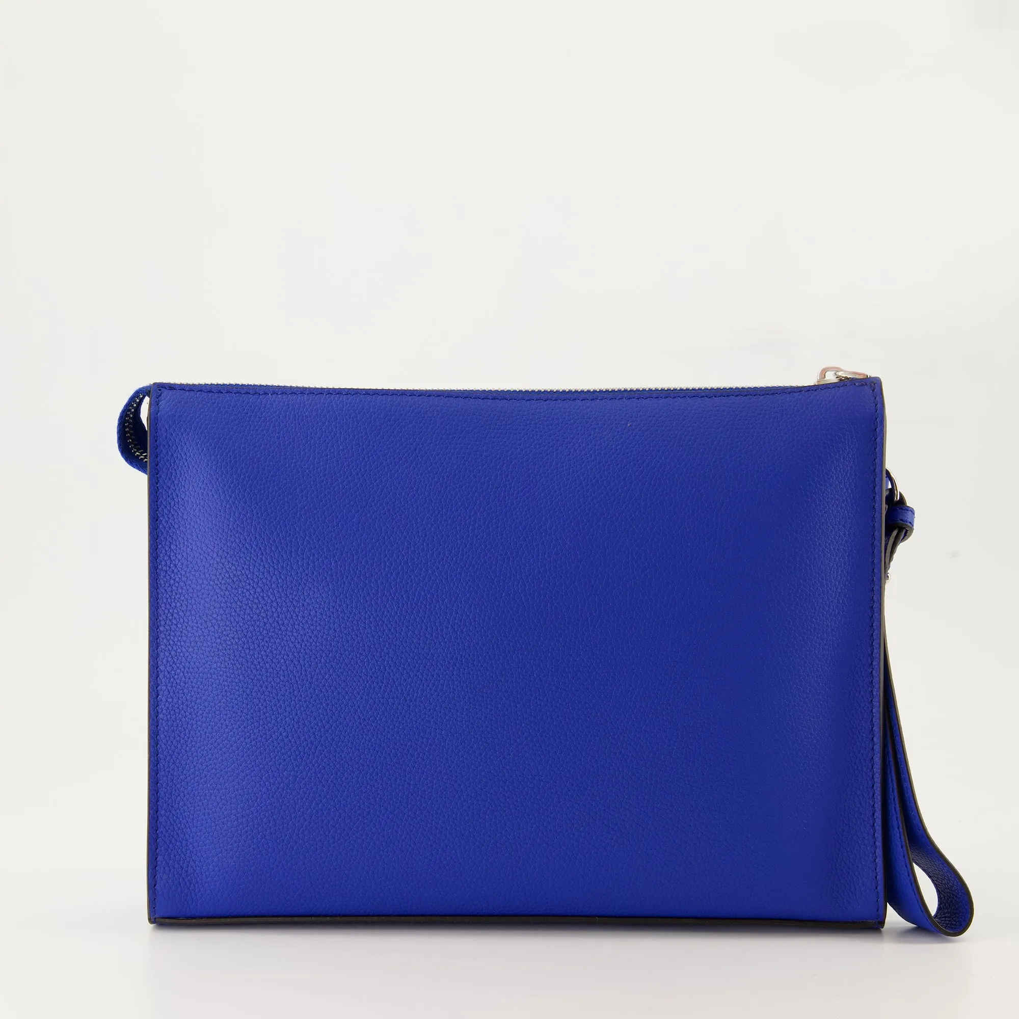 Blue Leather Clutch with Strap