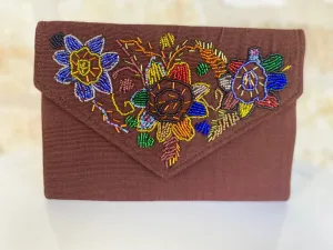 Brown Beaded Chiapas Clutch
