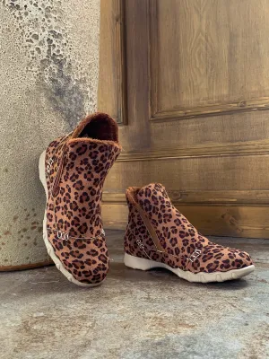 Brown Leopard Plush-Lined Low Ankle Boot