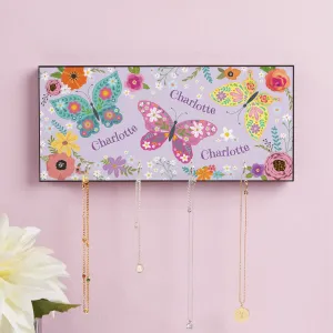 Butterfly Name Pattern Personalized Wood Jewelry Holder