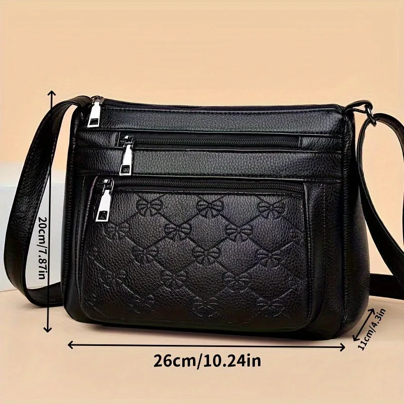 Casual and Fashionable Plaid Crossbody Bag – Stain-Resistant PU with Adjustable Strap