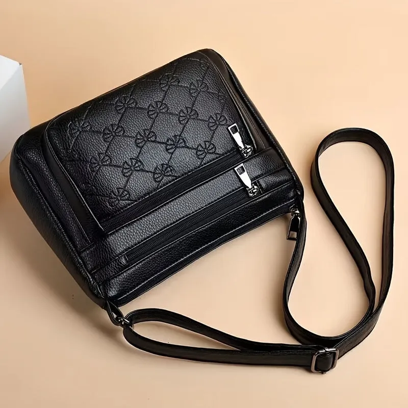 Casual and Fashionable Plaid Crossbody Bag – Stain-Resistant PU with Adjustable Strap