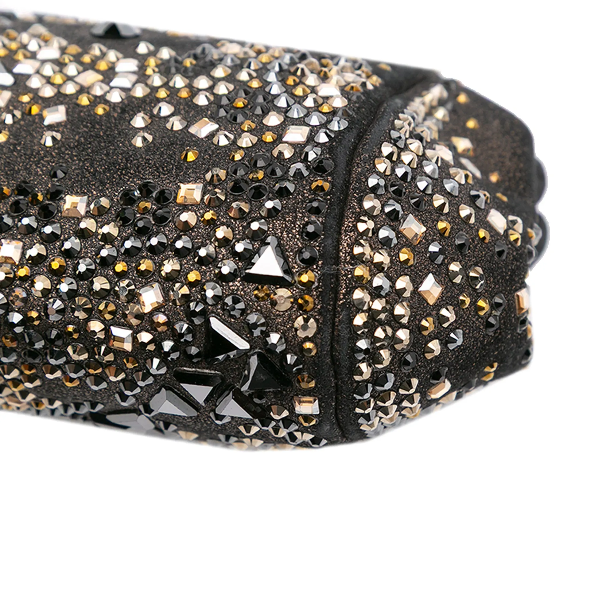 CC Glitter Lambskin Studded Frame Clutch on Chain