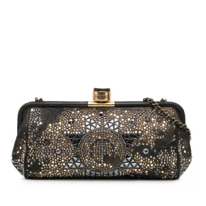 CC Glitter Lambskin Studded Frame Clutch on Chain