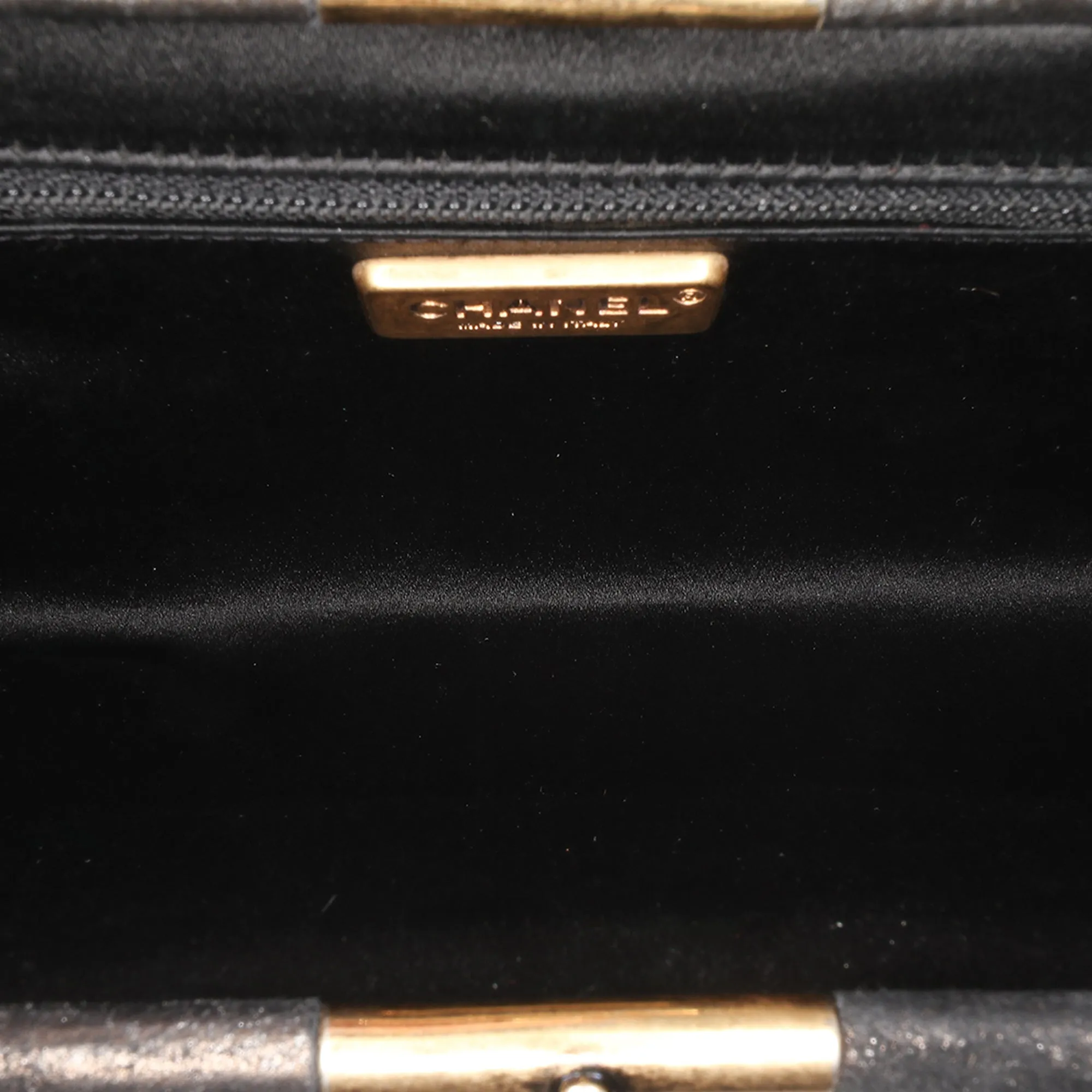 CC Glitter Lambskin Studded Frame Clutch on Chain