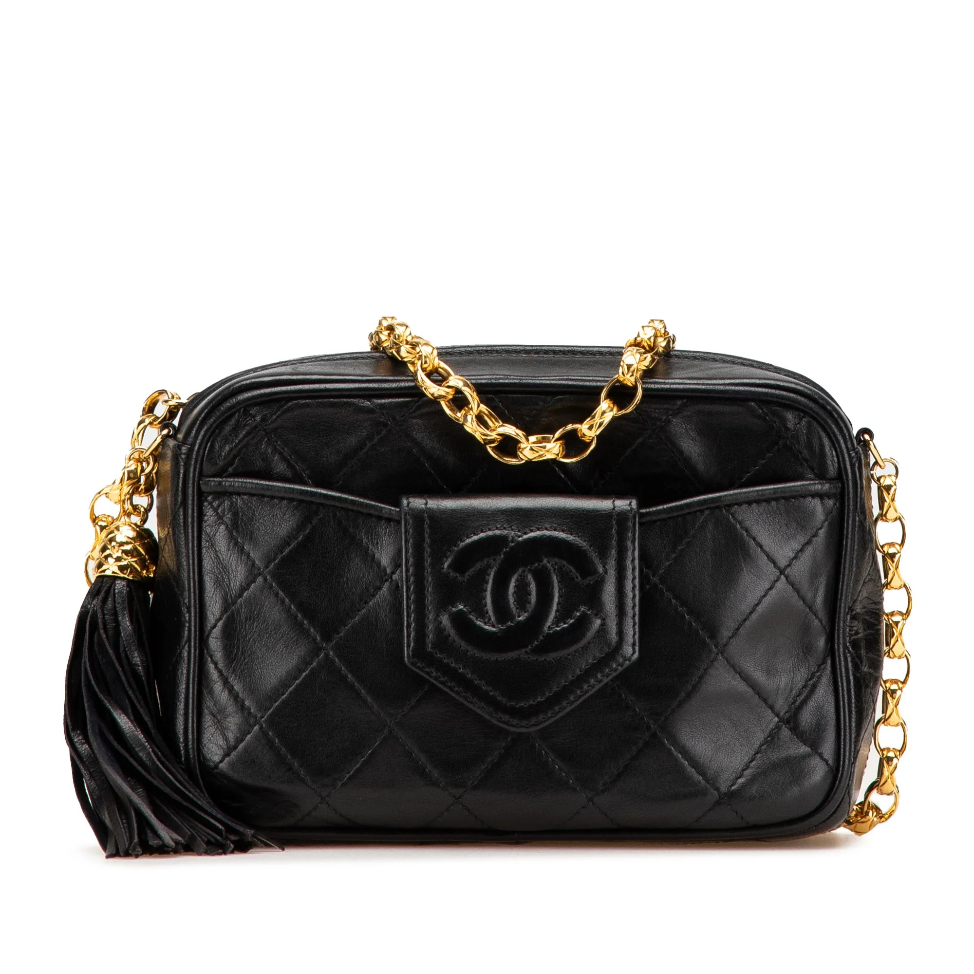 CC Quilted Lambskin Tassel Camera Bag