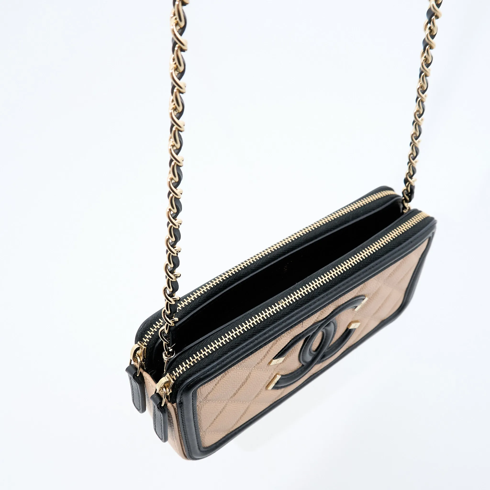 Chanel Caviar Beige Vanity Crossbody Bag