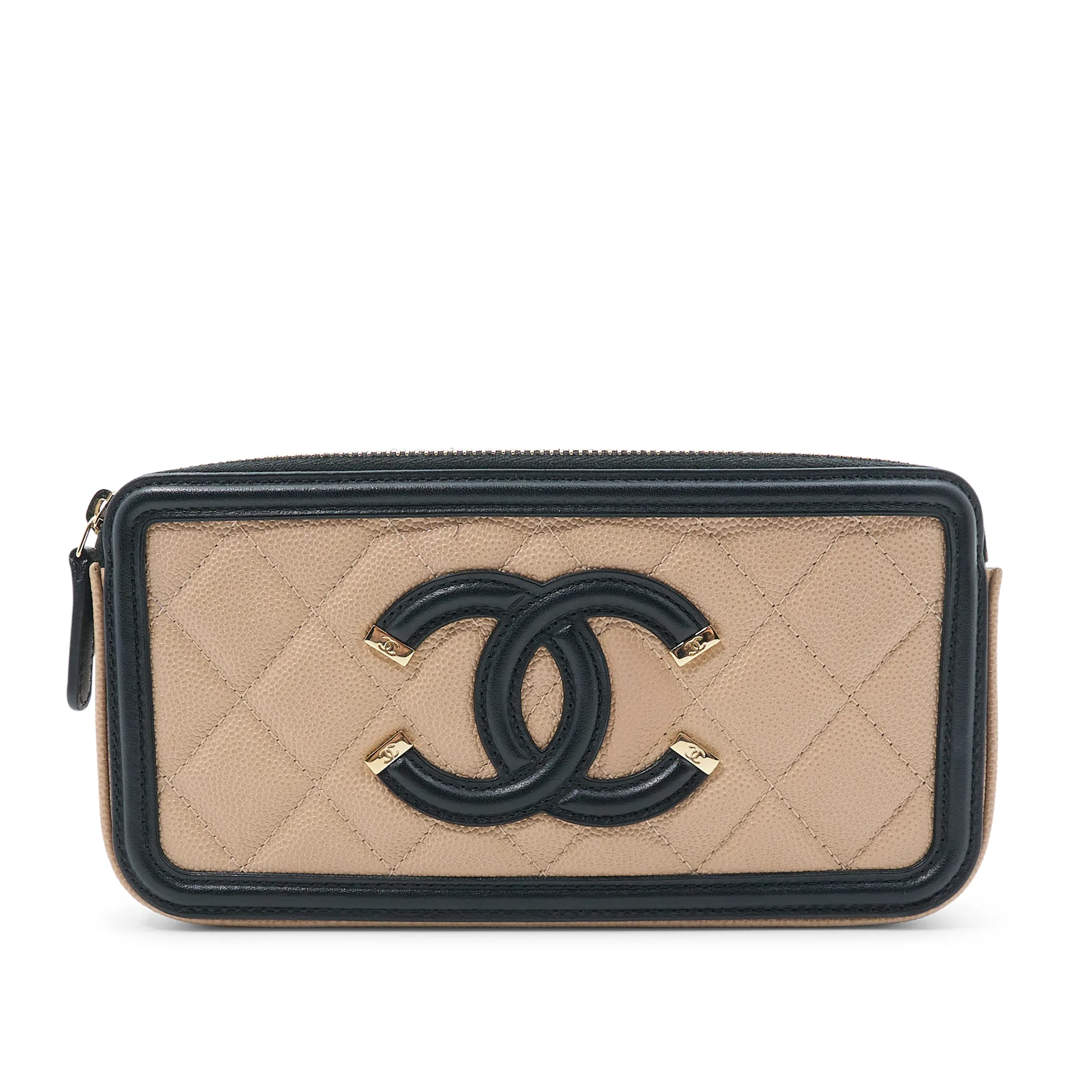 Chanel Caviar Beige Vanity Crossbody Bag