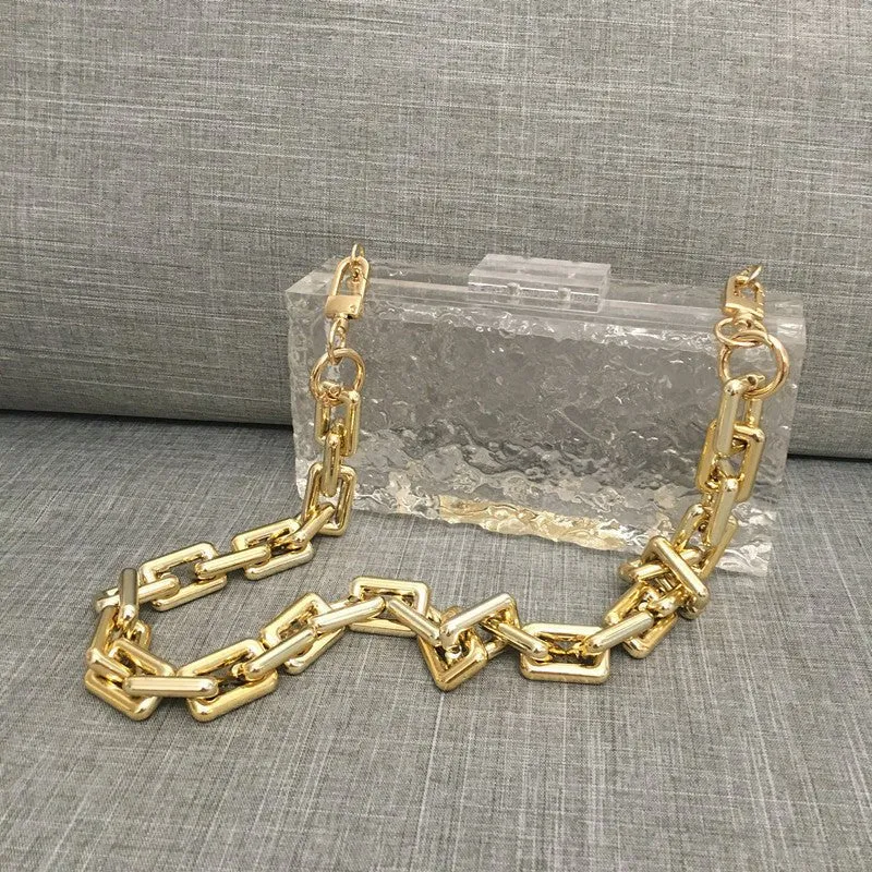Clear Ice Pattern Acrylic Box Evening Bag Transparent Clutch Purses