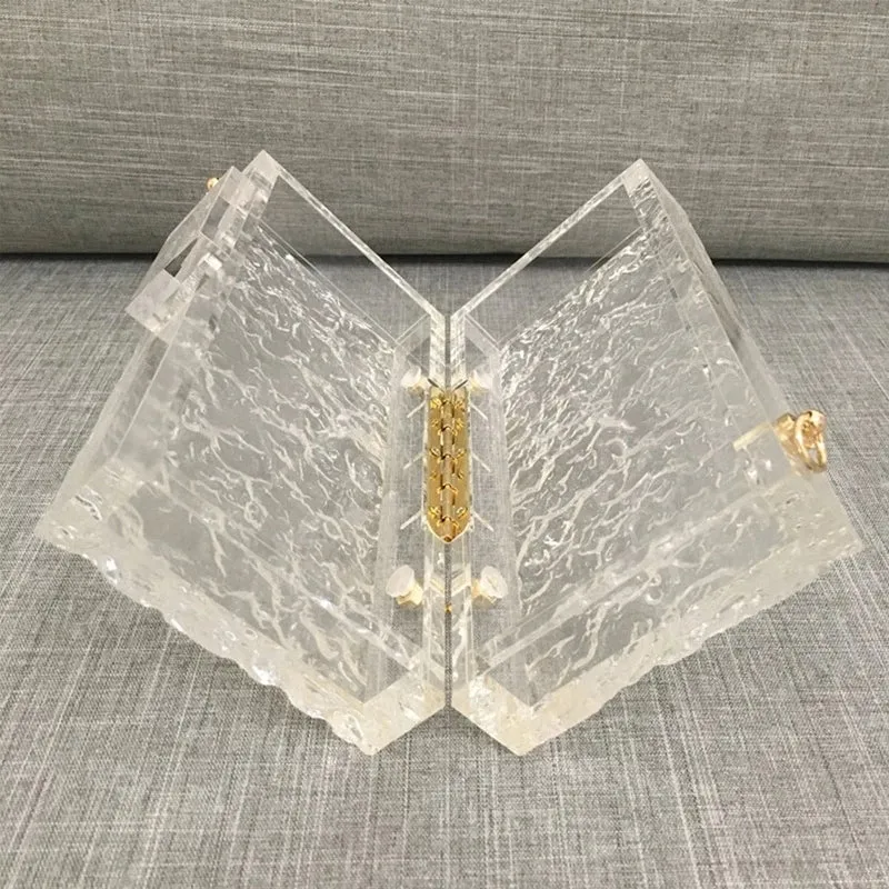 Clear Ice Pattern Acrylic Box Evening Bag Transparent Clutch Purses