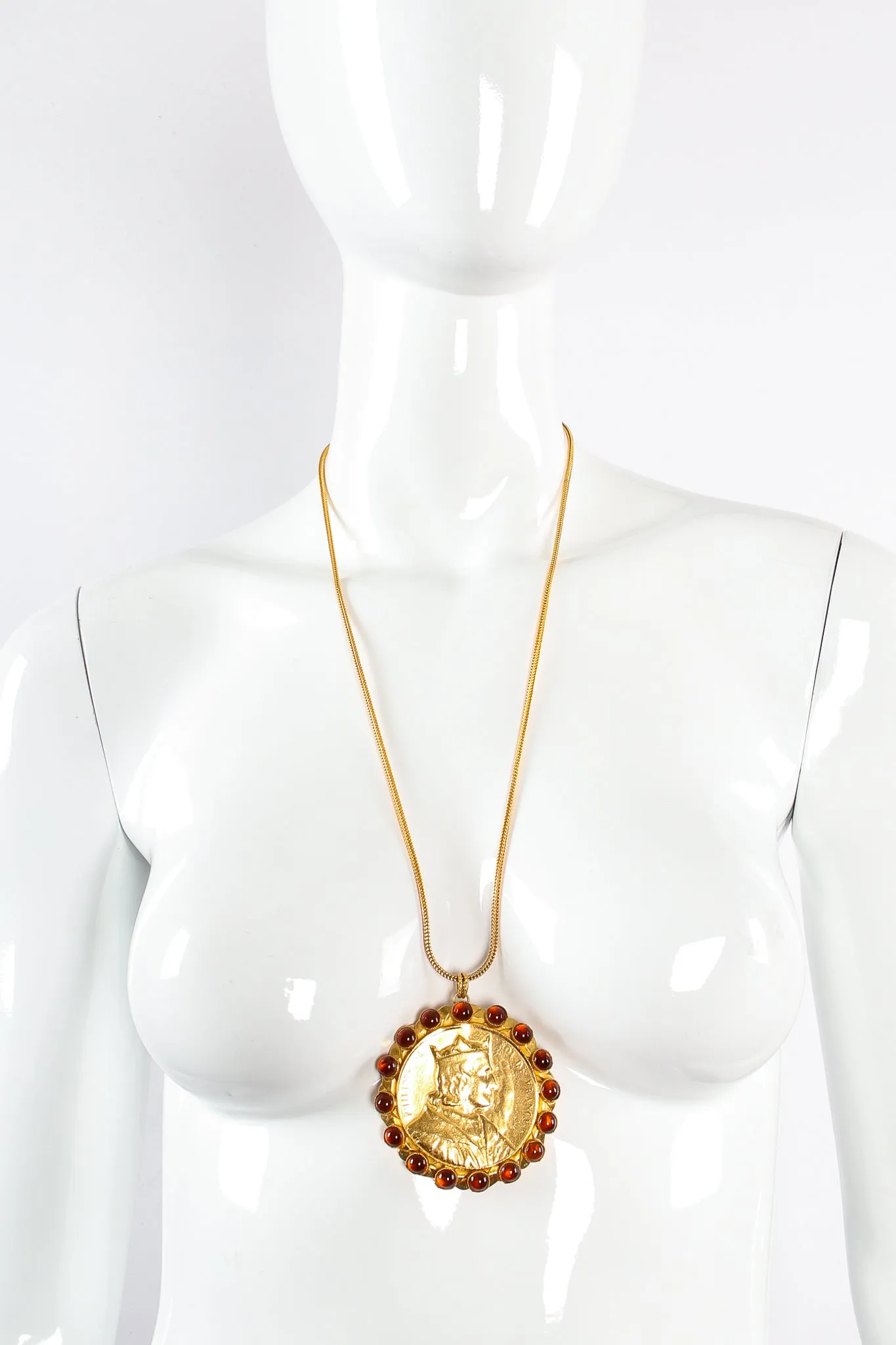 Coin Cabochon Pendant Necklace