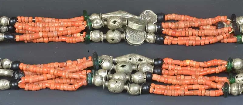 Coral & Silver Multi-strand Yemen Necklace