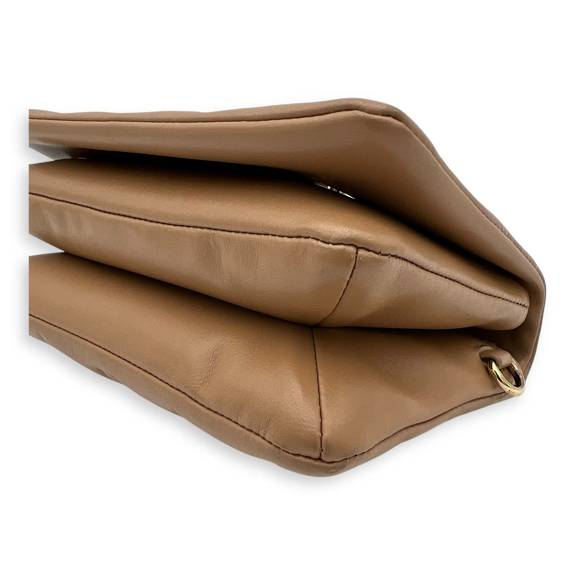 Coussin Pochette Small Gold Crossbody Bag in Calfskin, Gold hardware