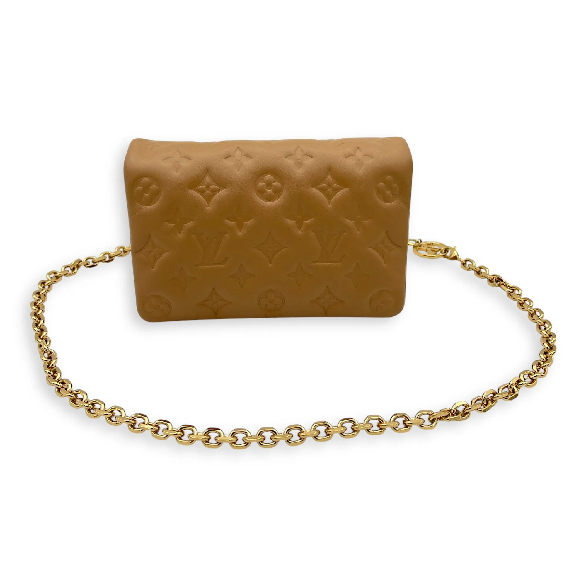 Coussin Pochette Small Gold Crossbody Bag in Calfskin, Gold hardware