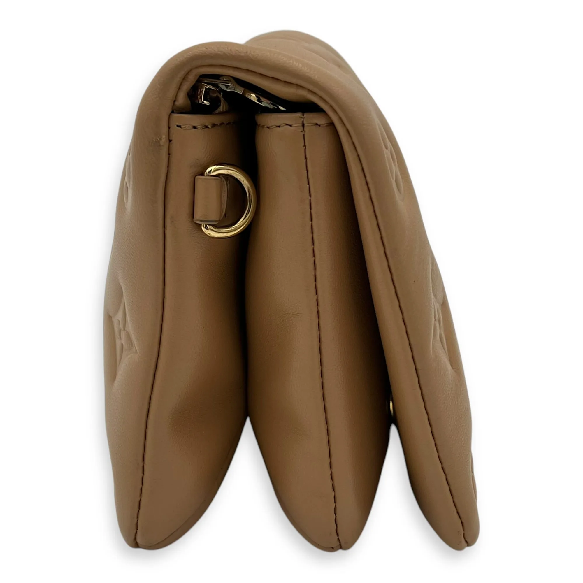 Coussin Pochette Small Gold Crossbody Bag in Calfskin, Gold hardware