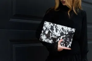 Cowhide Envelope Clutch - Black & White - Graz
