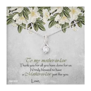 Custom Mother In Law 14k White Gold Interlocking Heart Pendant Necklace Jewelry Gifts For Mom Wife Grandma Auntie Mother Day