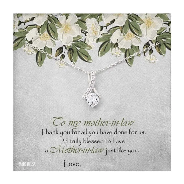 Custom Mother In Law 14k White Gold Interlocking Heart Pendant Necklace Jewelry Gifts For Mom Wife Grandma Auntie Mother Day