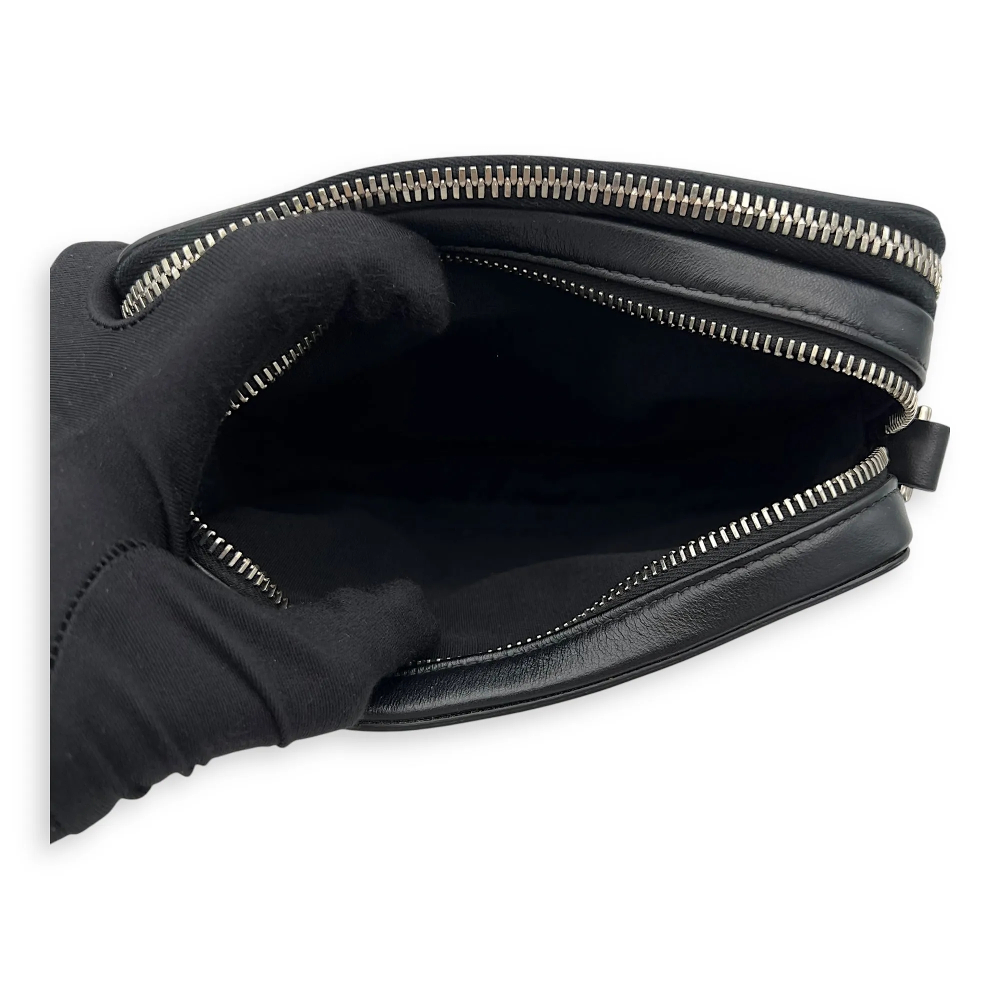 Double Zip Small Black Galaxy Leather Crossbody Bag in Calfskin, Silver hardware