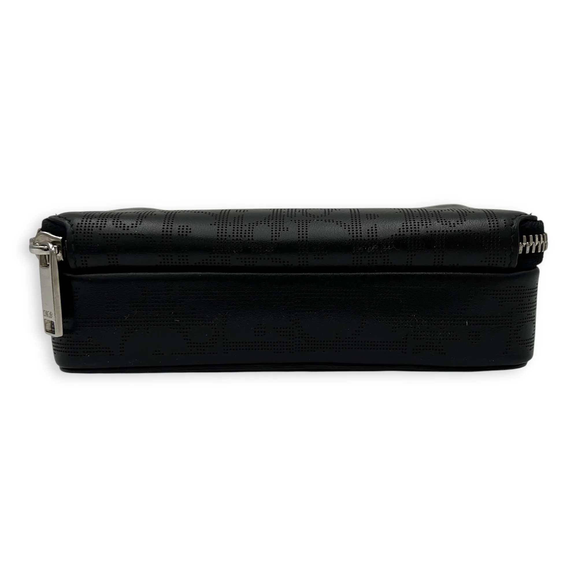 Double Zip Small Black Galaxy Leather Crossbody Bag in Calfskin, Silver hardware