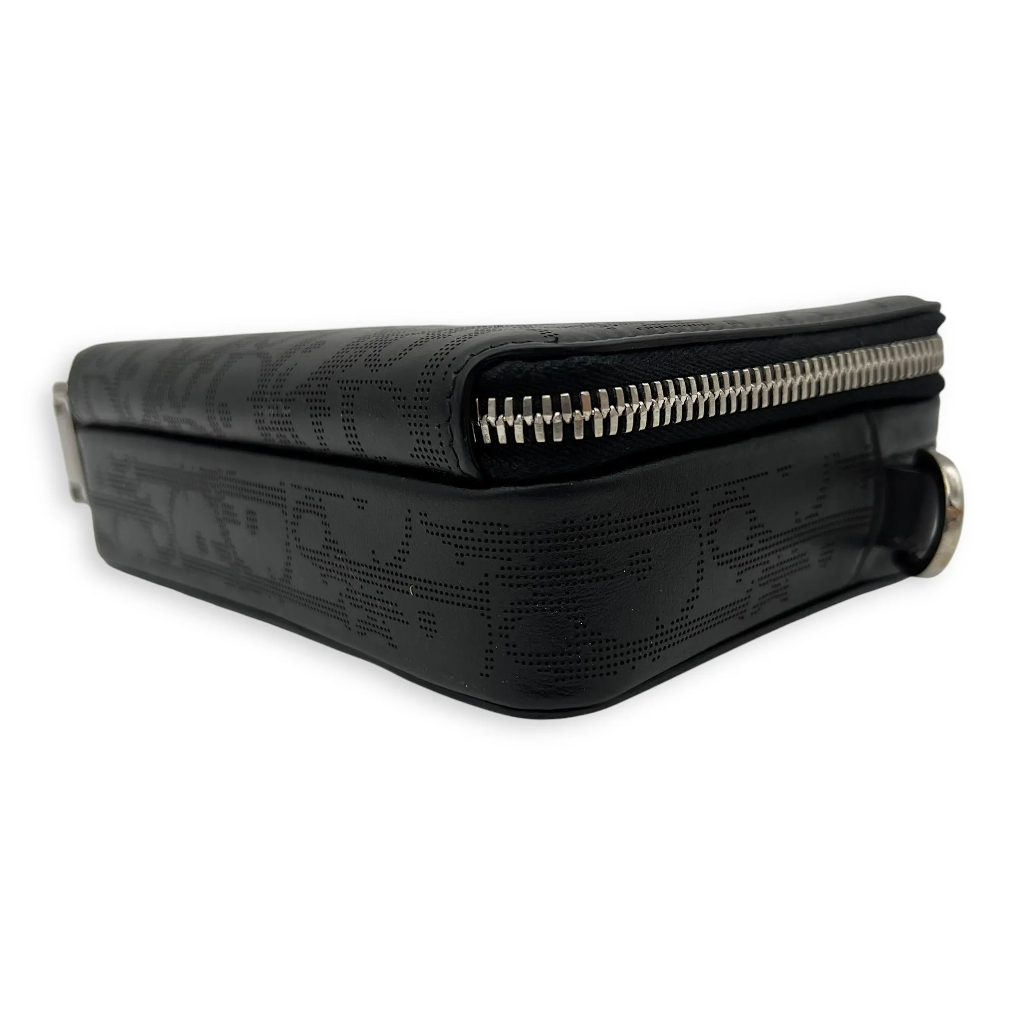 Double Zip Small Black Galaxy Leather Crossbody Bag in Calfskin, Silver hardware