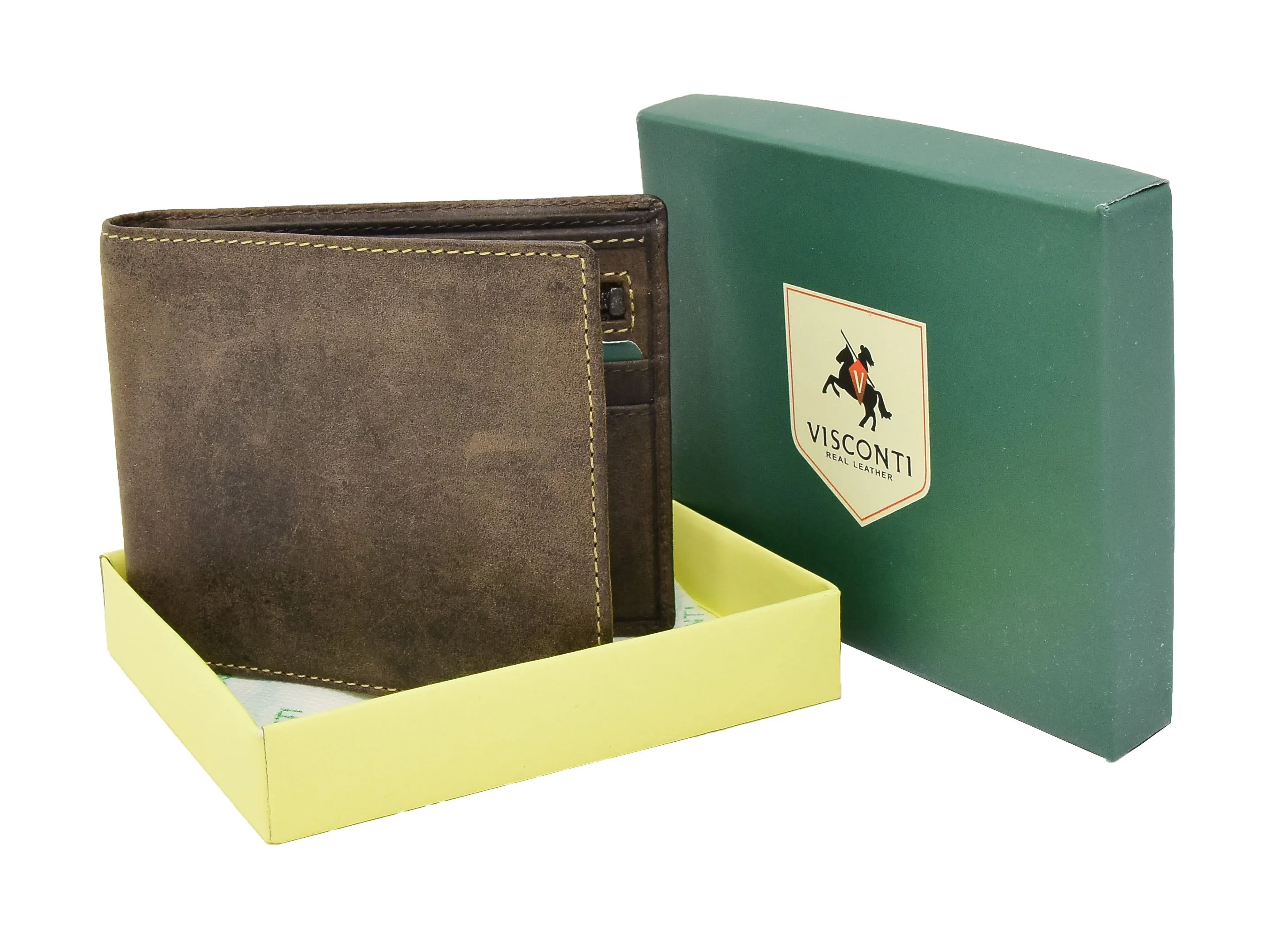 DR402 Men’s Vintage Real Leather Wallet Slim Case Oil Brown