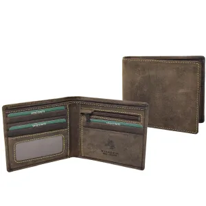 DR402 Men’s Vintage Real Leather Wallet Slim Case Oil Brown