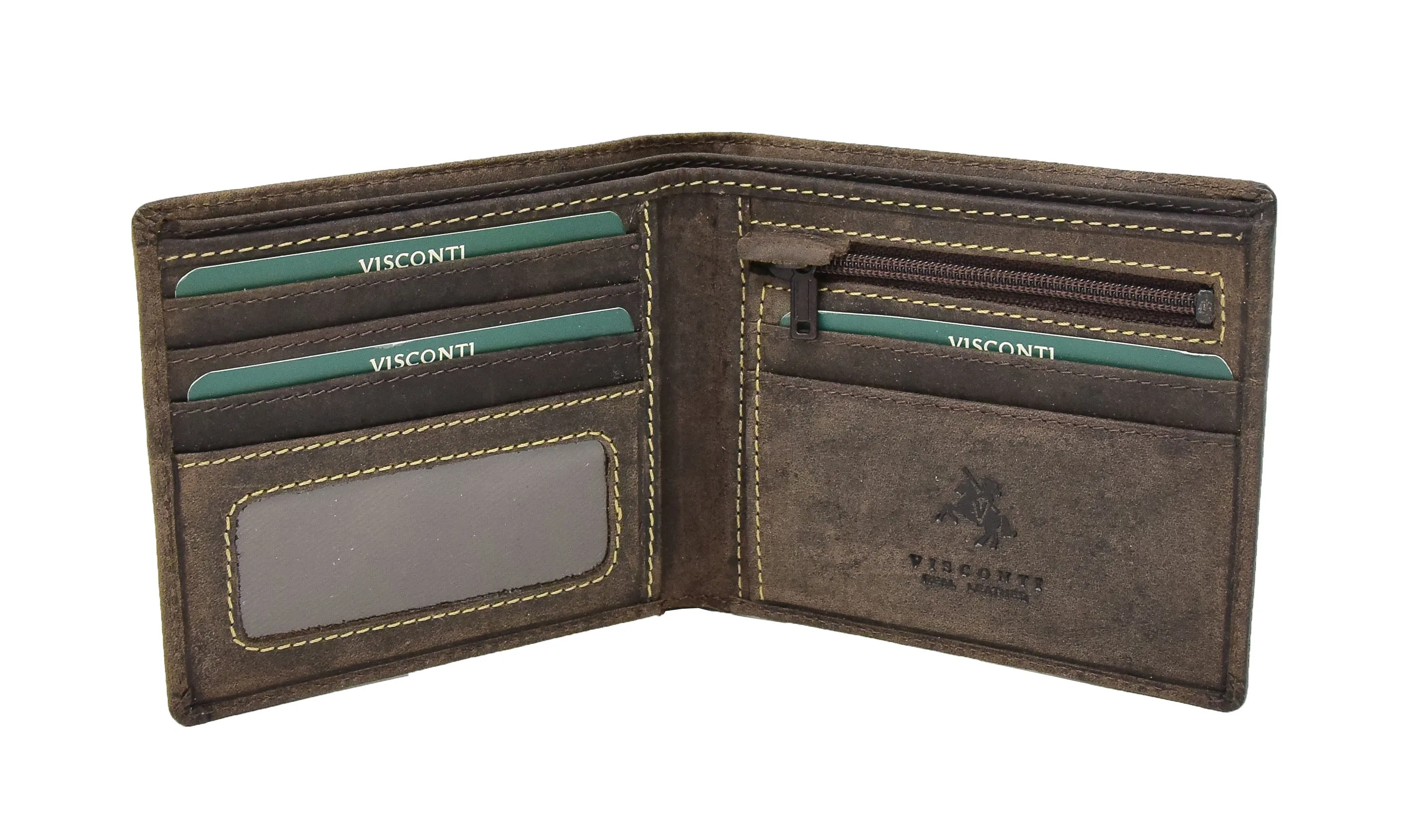 DR402 Men’s Vintage Real Leather Wallet Slim Case Oil Brown