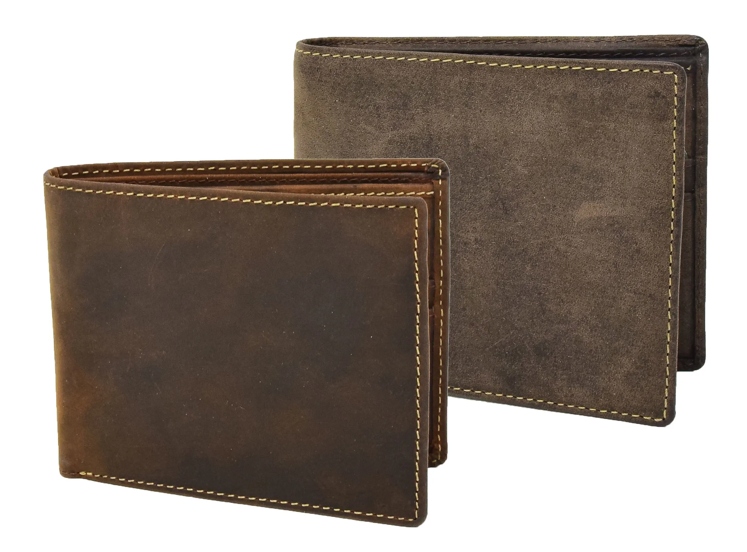 DR402 Men’s Vintage Real Leather Wallet Slim Case Oil Tan