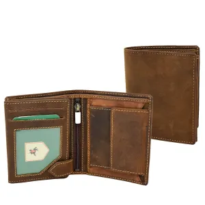 DR403 Men's Bifold Vintage Leather Wallet Tan
