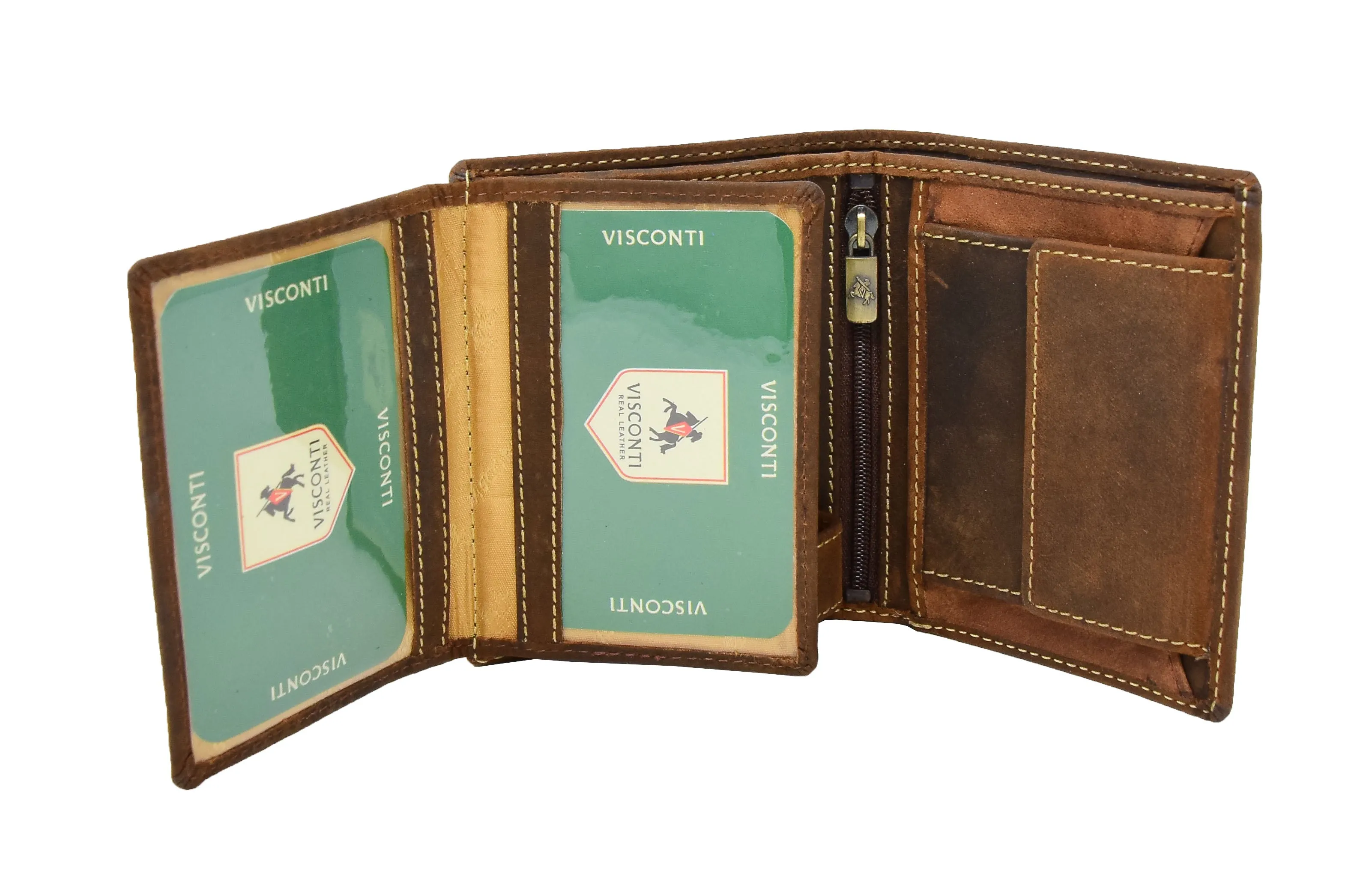 DR403 Men's Bifold Vintage Leather Wallet Tan